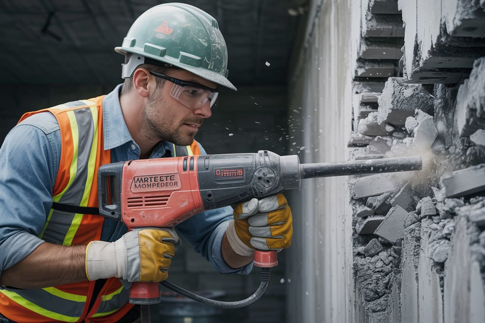 uso de EPI na utilização de martelete rompedor